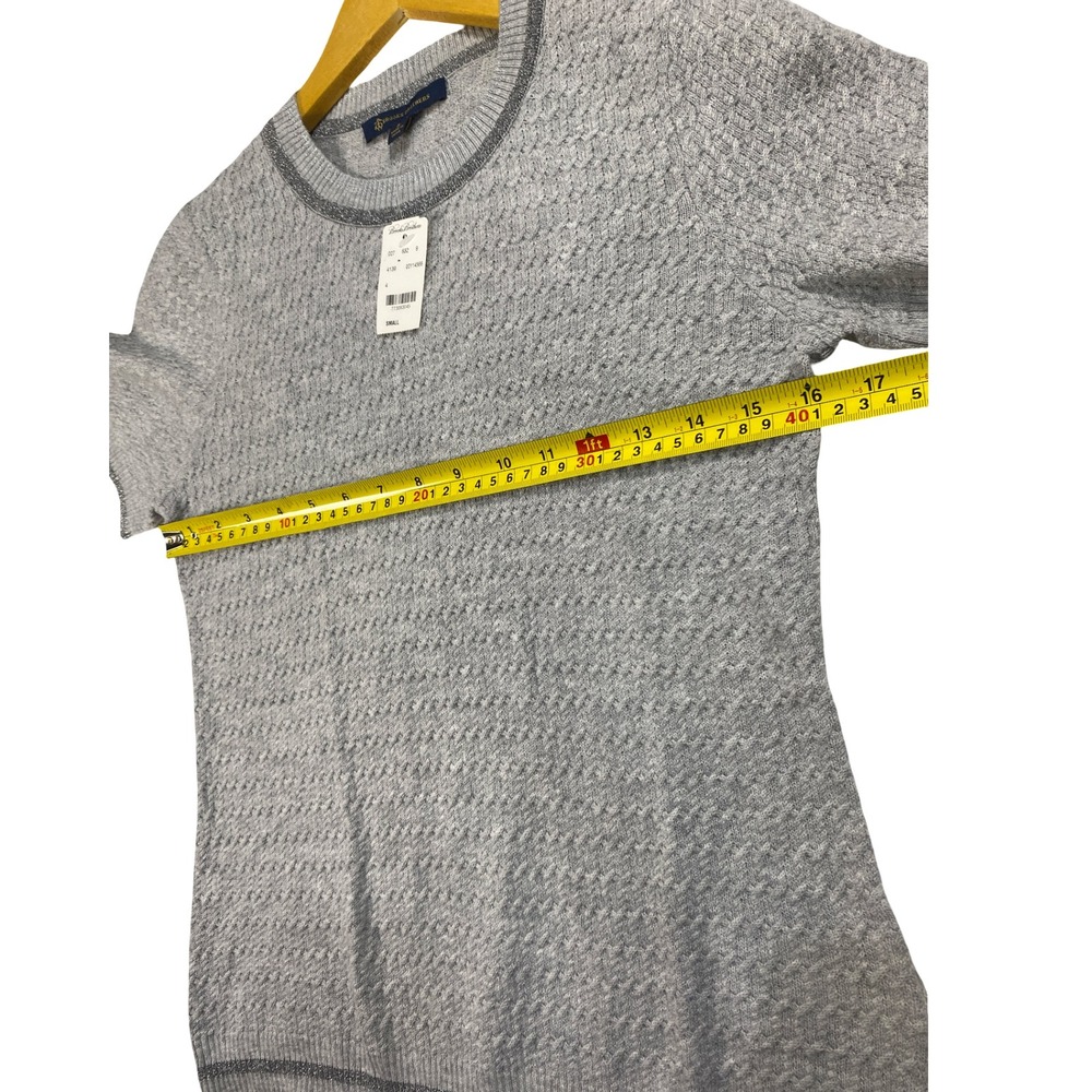 Brooks Brothers Merino Wool Blend Short Sleeve Sweater Grey Metallic Small NWT - Picture 9 of 9